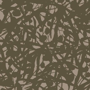 Floral Remnants Fossil - Medium - Earthy Deep Dark Coffee Brown Tan Umber Bark Soil Cedar Abstract Toss Non-Directional Repeat Vector Pattern