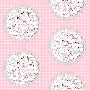 white polka dot_ lace and hydrangea 