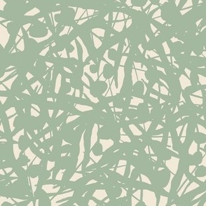 Floral Remnants Mint Cream - Medium - Sweet Soft Muted Green Mint Pastel Cream Abstract Toss Non-Directional Repeat Vector Pattern