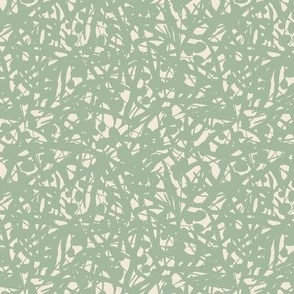 Floral Remnants Mint Cream - Small - Sweet Soft Muted Green Mint Pastel Cream Abstract Toss Non-Directional Repeat Vector Pattern