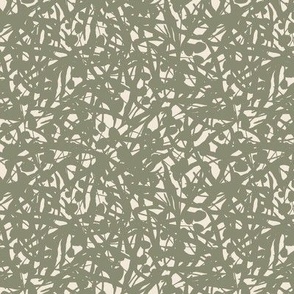 Floral Remnants Fog Mist - Small - Neutral Muted Soft Gray Sage Green Abstract Toss Non-Directional Blender Repeat Vector Pattern