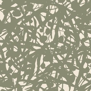 Floral Remnants Fog Mist - Medium - Neutral Muted Soft Gray Sage Green Abstract Toss Non-Directional Blender Repeat Vector Pattern