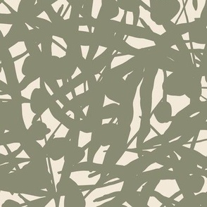 Floral Remnants Fog Mist - Large - Neutral Muted Soft Gray Sage Green Abstract Toss Non-Directional Blender Repeat Vector Pattern