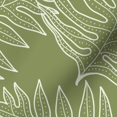 Lauae Fern white outline on sage