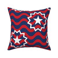 Large Scale Juneteenth Flag Red and Navy Blue Wavy Stripes and White Stars Black History 