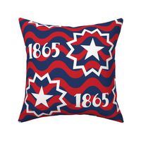 Large Scale Juneteenth 1865 Flag Red and Navy Blue Wavy Stripes and Stars Black History