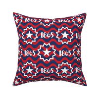 Medium Scale Juneteenth 1865 Flag Red and Navy Blue Wavy Stripes and Stars Black History