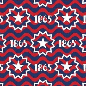 Small Scale Juneteenth 1865 Flag Red and Navy Blue Wavy Stripes and Stars Black History