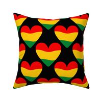 Large Scale Juneteenth Hearts Red Yellow Gold and Green Black History Kwanzaa on Black