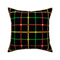 Bigger Scale Juneteenth Plaid Stripes Red Yellow Gold and Green Black History Kwanzaa on Black