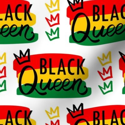 Large  Scale Black Queen Juneteenth 1865 Black History Red Yellow Gold and Green on White