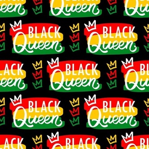 Large  Scale Black Queen Juneteenth 1865 Black History Red Yellow Gold and Green on Black