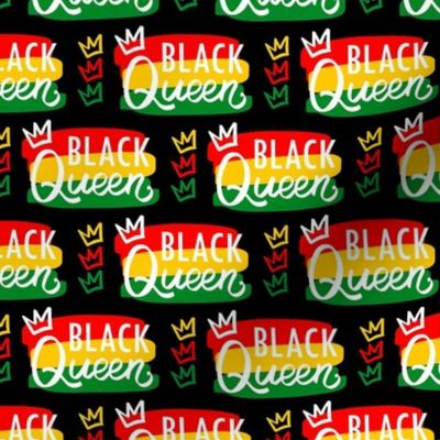 Medium  Scale Black Queen Juneteenth 1865 Black History Red Yellow Gold and Green on Black