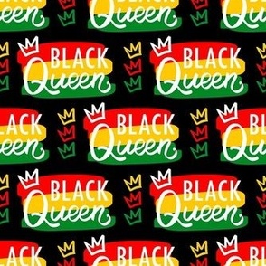 Medium  Scale Black Queen Juneteenth 1865 Black History Red Yellow Gold and Green on Black
