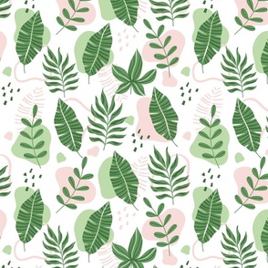 Pink and Green Varied Tropical Foliage - Coordinate 6 of 11