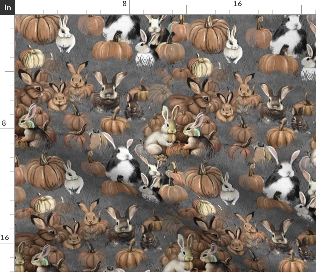 Adorable Autumnal Bunnies in a Pumpkin Patch 