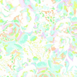 Janice Floral Print: A Pastel Dream in White as Heaven, Seafair Green, Soft Butter & Candied Snow