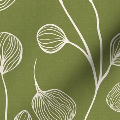 Olive green mid century  style flowers