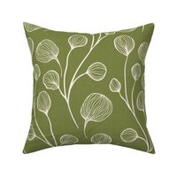 Olive green mid century  style flowers