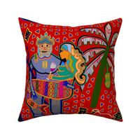 Neptune's Pet Mermaid on Vacation - Design 14392497 - Red Navy Yellow Black