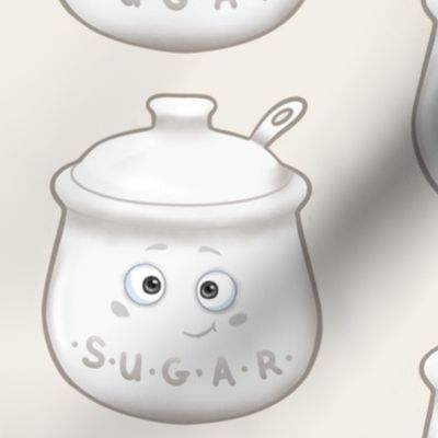 Little sugar bowl, little sugarbowl. Cute kawaii sugar bowl with smiling face. Cartoon style food.