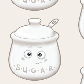 Little sugar bowl, little sugarbowl. Cute kawaii sugar bowl with smiling face. Cartoon style food.