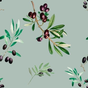 Olives,mediterranean art,vintage art