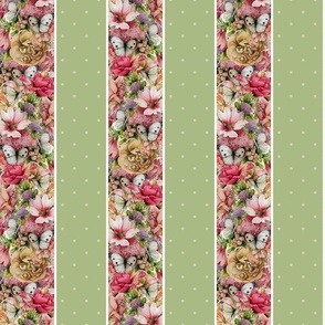 FLORAL STRIPE - ROMANTIC FLOWERS COLLECTION (FERN)
