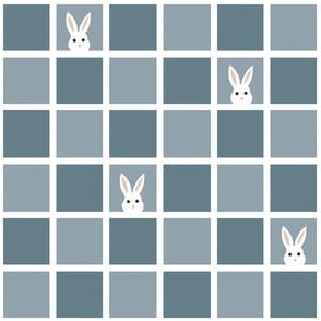 Peek a Boo Bunny Check  - Ocean Blue  - Standard 6x6 Inch