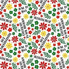 Small Scale Juneteenth Celebration Black History 1865 Floral on White