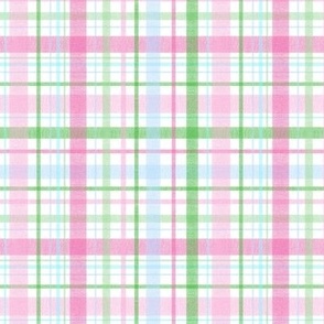 Pink And Green Plaid Fabric, Wallpaper and Home Decor