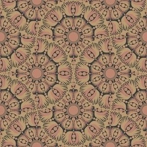 6” Mindful Lotus Royal Circle Dot Mandala Mirrored Scallop Pattern - Small