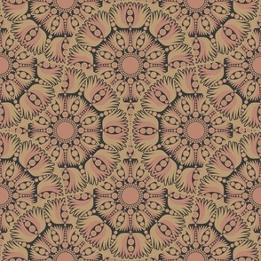 12” Mindful Lotus Royal Circle Dot Mandala Mirrored Scallop Pattern - Medium