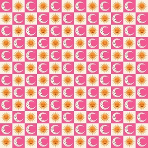 Sun + Moon Checkerboard - Pink + Orange - SMALL