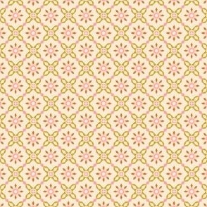 Symmetrical Diamond 1x1, beige, mustard, pink
