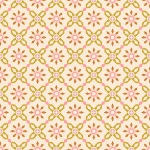 Symmetrical Diamond 2x2, beige, mustard, pink
