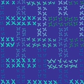 Cross Stitch Gradient Weave - Neon Blue