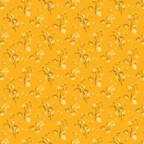 Peachy Floral - Mustard Background