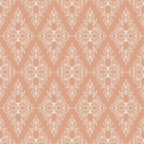 Antique creamy damask with floral geometric pattern