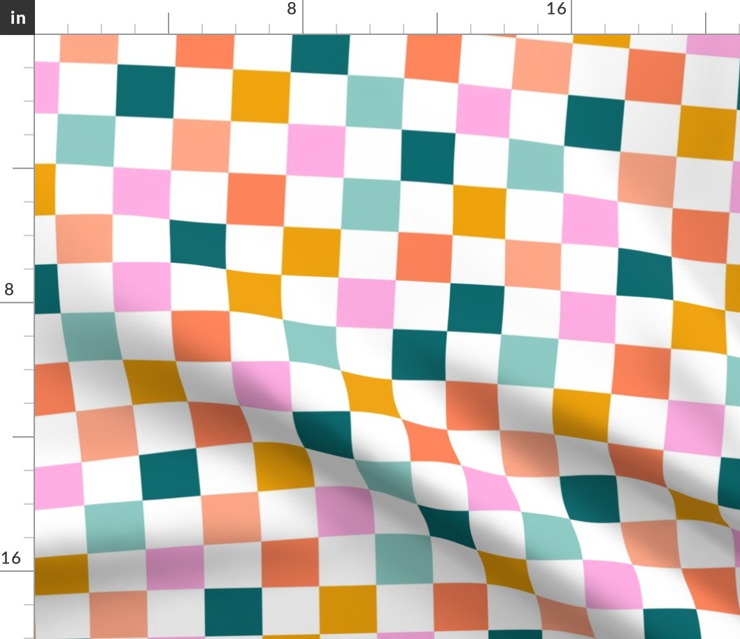 Medium Colorful Grid / Modern Colorful Grid / Checkerboard / Checker / Gingham Design