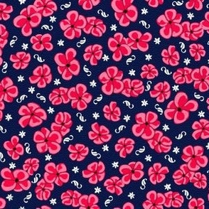 Ditsy Poppies Red on Navy