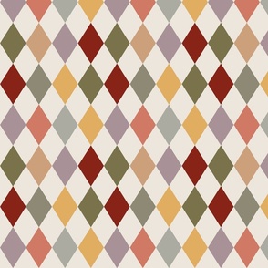 Smaller Scale Autumn Harlequin Grid / Colorful Harlequin Diamond Fabric /  Colorful Circus Fabric