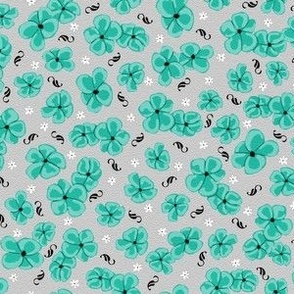 Ditsy Poppies Teal on Gray