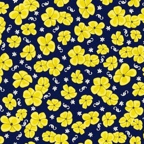 Ditsy Poppies Yellow on Navy