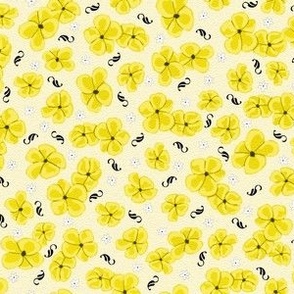Ditsy Poppies Yellow on Pale Yellow