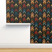 Retro Aesthetic Color Chevron Rainbow Pattern With Dots And Stripes