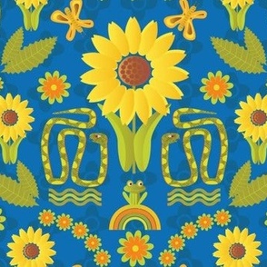Sunflower / Snake / Garden / Blue / Yellow