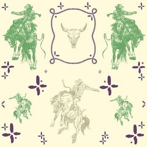purple  and green ivory background cowgirls closet