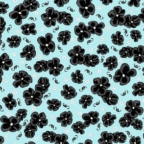 Ditsy Poppies Black on Lt. Blue