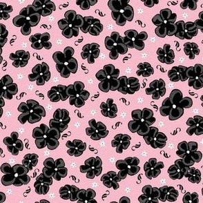 Ditsy Poppies Black on Pink